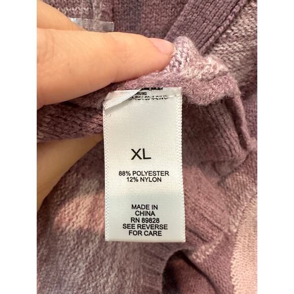 LOGO by LORI GOLDSTEIN | Purple Patchwork Soft Cardigan Sweater | Size XL - Picture 7 of 8